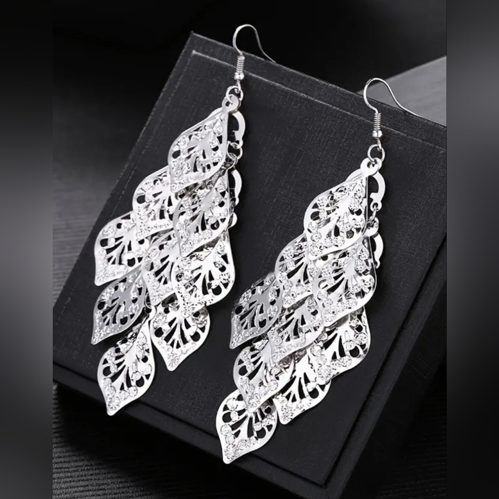 Gunmetal Tone 4" Drop Dangle Earrings